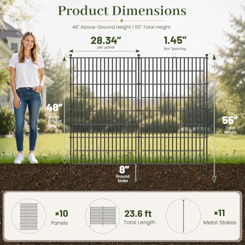 No Dig Garden Fence Outdoor for Yard, 48in (H) x 23.6ft(L) - size: 48 in(H) X 23.6 ft(L)