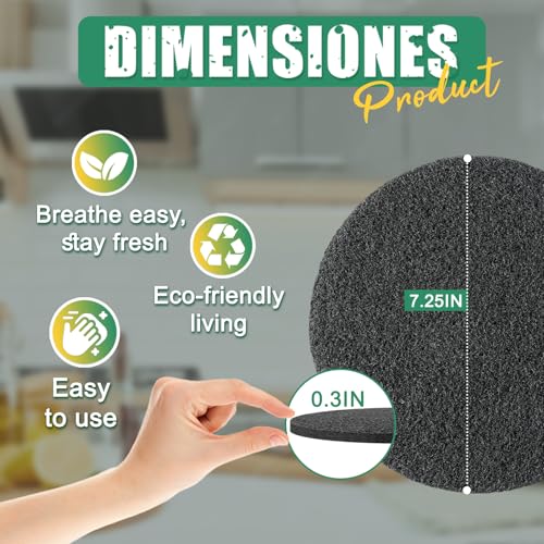 LMJP 6.7 Inch Charcoal Filters 10-Pack for Odor Absorption Replacement