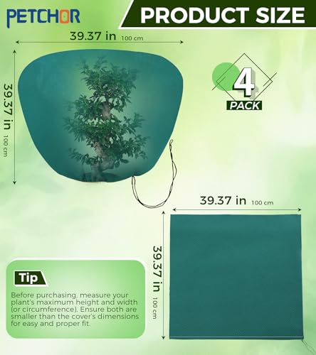 4PCS Winter Plant Covers Freeze Protection for Outdoor Plant 39x39″ - color: Green