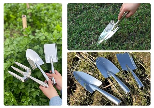 Stainless Gardening Shovel 3Pcs Set,Heavy Duty One-Piece Small Garden Trowel Hand Shovel Gardening Tools for Planting, Digging, Weeding, Moving and Smoothing, Gardening Gifts for Women