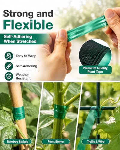 Plant Tape,20 Pack Total 2700 Feet Stretch Tie Tape Roll 1/2" Garden Ties Plant Ties Garden Tape,Garden Tape Green Garden Tape for Indoor Outdoor Patio Plant Use