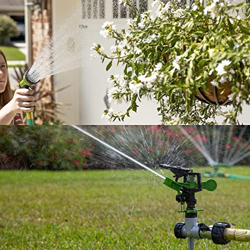 AMES (3) Piece Sprinkler & Sprayer Set with (1) Pulsating Spike Style, (1) 3 Arm Rotating Sprinkler and (1) 7-Pattern Spray Nozzle for Lawn, Garden or Yard, Watering, Adjustable, Easy Hose Connections - style: Spike Sprinkler