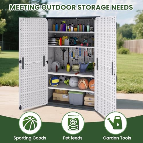 Greesum 50 CUFT Outdoor Storage Cabinet with 2 Lockable Doors, White - color: White, size: 50 CUFT / Classic