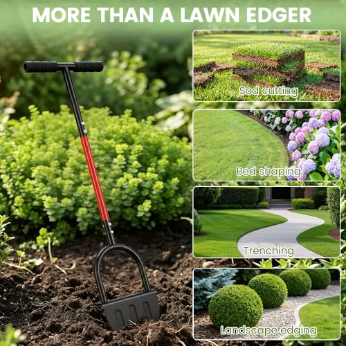 Manual Lawn Edger Tool, Half Moon Garden Edger for Turf & Bed Shaping