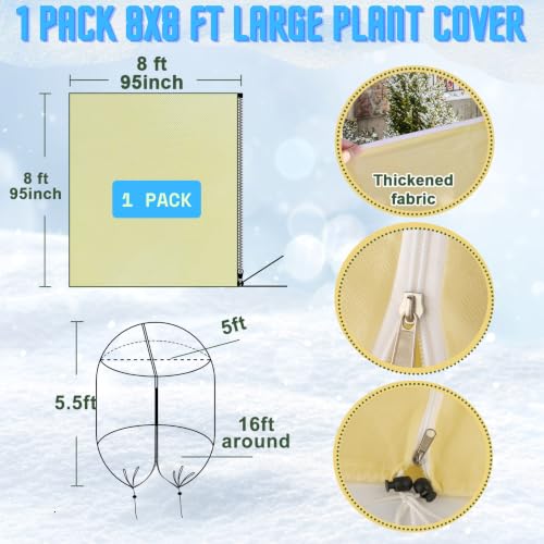 1 Pack 95x95in 2.4oz/yd² Large Plant Covers Freeze Protection, Frost Cloth - size: 1 Pack