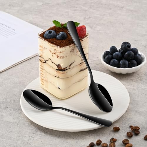 DEHOV 5.5 Inch Black Small Coffee & Tea & Demitasse Spoons Set of 8 - color: Black