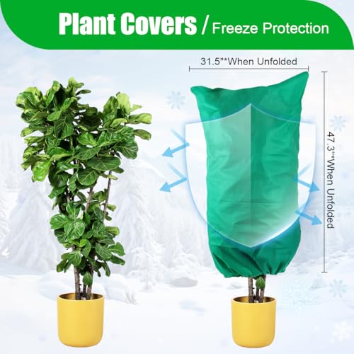 Plant Covers Freeze Protection, 4-Pack Frost Blanket for Trees Shrubs - color: Green, size: 32*47in 4P