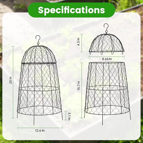 Plant Protector Chicken Wire Cloche 8 Psc, 20×12.6in Large Garden Plant Cage Protector, Split Design and Anti-Rust Coated Metal Plant Cover for Outdoor Plants, Wire Plant Protectors from Animals - size: Set of 8 (20 inch high)
