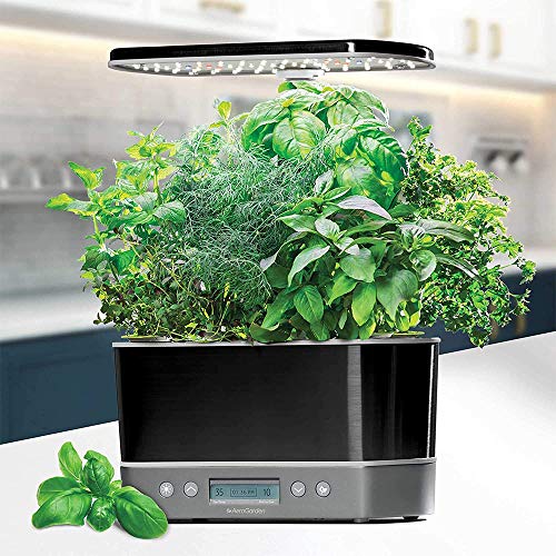 AeroGarden Harvest Elite Indoor Garden Hydroponic System with LED Grow Light and Seed Kit, Holds up to 6 Pods, Platinum Stainless - color: Platinum, size: Harvest Elite