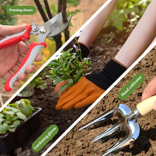 Gardening Tool Set of 8 PCS Stainless Steel Garden Tool Set with Garden Tool Bag Gardening Hand Tools,Ideal Gardening Gifts for Men and Women - color: Flower set