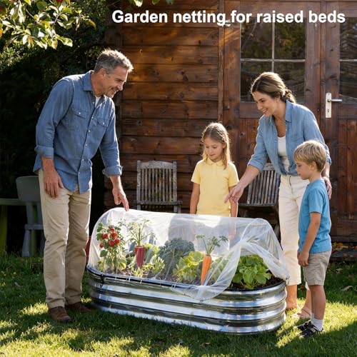 2 Pack Garden Netting for 4×2 FT Raised Beds, Fine Mesh Insect & Bird Barrier with Drawstring, Garden Bed Cover for Vegetables, Flowers & Herbs - size: 4×2 FT