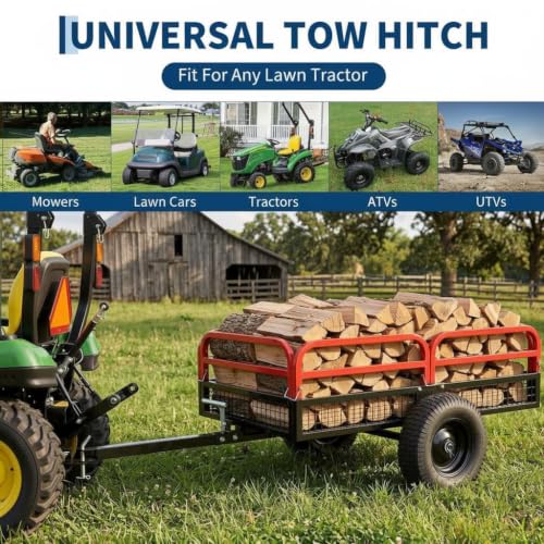 1500 Lb Heavy Duty ATV/UTV Dump Trailer, 1500 Lbs ATV UTV Trailer,Garden Dump Wagon,Pull-Behind Lawn Mower Cart & Garden Dump Wagon, Towable Utility Trailer for ATV, UTV, Lawn Tractor & Mower - size: Red 1500LBS