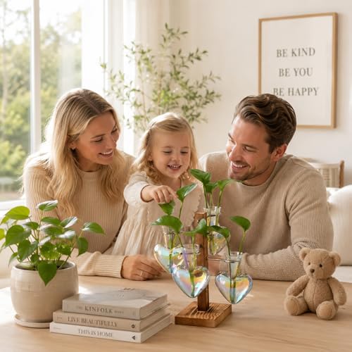 Nacome Plant Terrarium Propagation Stations: Clear Vase with Wooden Stand - color: White