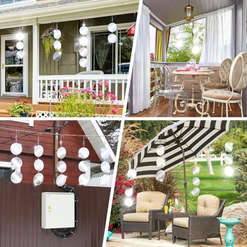 Reflective Bird Scare Discs Set, 24 PCS Large Double-Sided Bird Scare Device for Outside, Bird Reflectors to Keep Birds, Woodpeckers, Pigeons Away from House, Outdoor Garden, Patio and Yard - color: Off-White