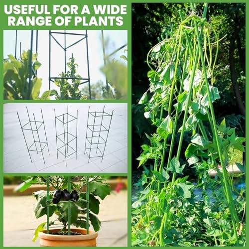 6‑Pack 48" Tomato Cage for Garden, One‑Piece Solid Stakes