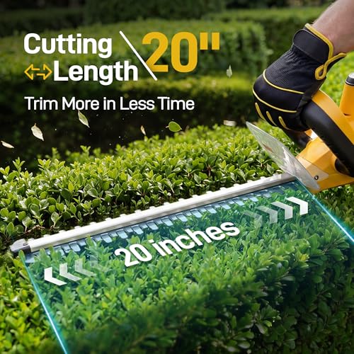 20" Hedge Trimmer Cordless with 2x2.0Ah Battery for Yard, 5/8'' Blade Gap - color: Yellow
