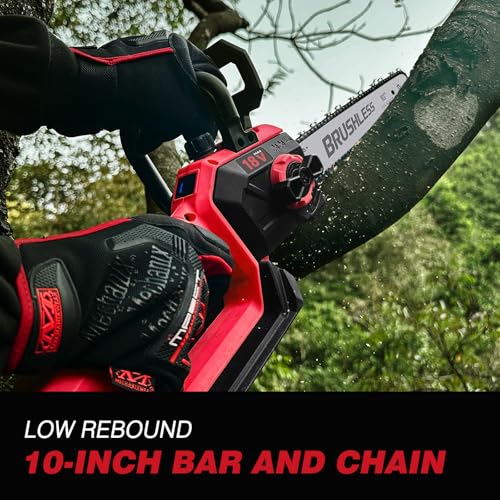 2-IN-1 Cordless 10-Inch Pole Saw And Chainsaw Compatible with Milwaukee 18V Battery, Total Reach of Max 15ft, Auto Oiling, Electric Pole Saw for Tree Trimming Pruning (Battery NOT Included)