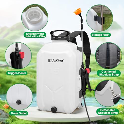 SideKing 4.2 Gallon Backpack Sprayer Battery Powered, 100 PSI Electric Garden Sprayer Compatible with Makita 12V Battery, Weed Sprayer with Telescopic Wand & 4 Nozzles for Lawn, Yard & Pest Control