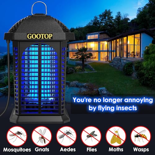 Bug Zapper Outdoor, 4200V Electric Mosquito Zapper, Bug Zapper Outdoor, Fly Traps, Fly Zapper, Mosquito Killer Indoor 3 Prong Plug, 90-130V, ABS Plastic Outer - color: JY-Black