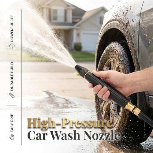 2026 New Heavy Duty High Pressure Hose Nozzle, 8X Booster Car Wash Water Gun with Adjustable Spray (Jet/Mist/Shower), Copper Alloy, Tool-Free Setup – for Garden, Lawn, Plant Watering,2PCS