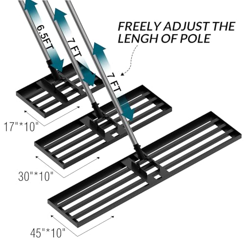Walensee Lawn Leveling Rake, 30"x10" Leveler with 7FT Handle for Soil - size: 7FT 30"x10"
