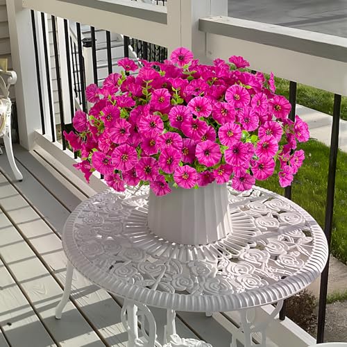 Hrobek Artificial Flowers for Outdoors Faux Petunias Plants UV Resistant - color: Light Purple
