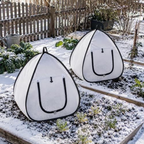 DECOHS 2 Pcs Pop Up Shrub Freeze Protection, Winter Plant Frost Cover Tents - color: 22''x22''x22''