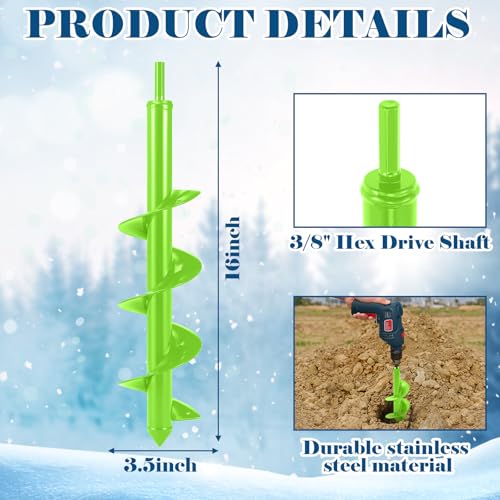4 x 16'' Heavy Duty Auger Drill Bit for Planting, Green - color: Green