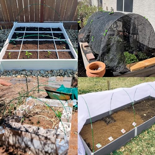 MAXPACE Greenhouse Hoops Kit, DIY 8ft Grow Tunnel, Fits Raised Garden Beds 2.7ft Wide & Up, 50 Pcs Rust-Proof Fiberglass Frame Support Rods for Row Cover, Shade Cloth, Frost Netting & Plant Stakes - size: L Pro+ (for Width: 2.7' and up)