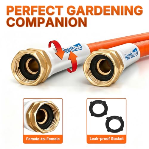 Short Garden Leader Hose - 5/8 Inch Lightweight All-Weather Water Hose - Durable And Flexible, Leakproof Connections, Kink Resistant - Rubber Garden Hose With 3/4" Fittings(6 ft) - size: 6 FT
