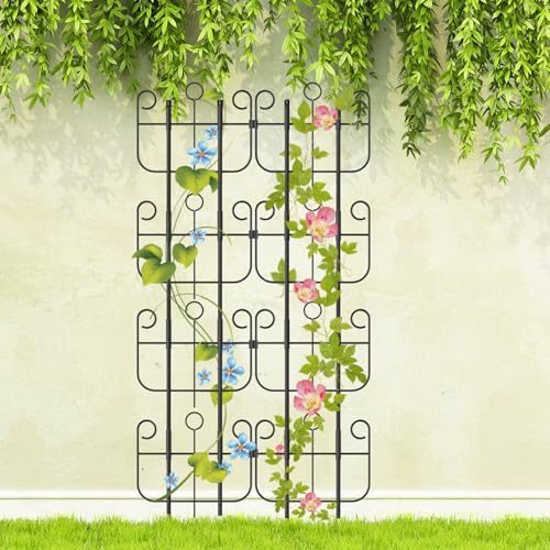 8 Pack Trellis for Climbing Plants Indoor, Expandable Heavy-Duty Metal Trellis for Potted Plants Outdoor, Flowers Vine Ivy, Sturdy Houseplant Pothos Plant Climber Support - size: 8 Pack-17in(H)x12.6in(L)