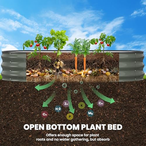 Pattiumo Galvanized Raised Garden Bed 6x3x1 FT, Oval Metal Raised Garden Bed Outdoor Planter Box with Open Bottom, Rust-Resistant Steel Garden Bed for Vegetables Herbs Flowers, Easy Assembly - color: Gray, size: 6x3x1 FT