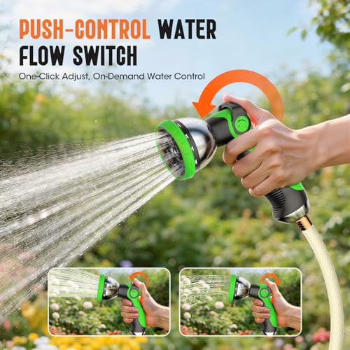Retractable Garden Hose Reel 1/2" x 100ft, Wall Mounted Water Hose Reel with Auto Rewind, Any Length Lock, 180° Swivel Bracket & 9-Pattern Spray Nozzle, Heavy Duty Outdoor Hose Storage for Garden - color: Green