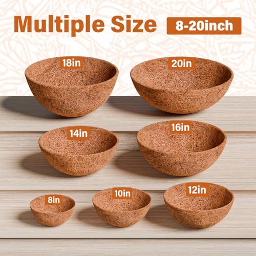 Halatool 6 Pack 10 Inch Coconut Liners for Hanging Baskets Replacement - size: 10inch