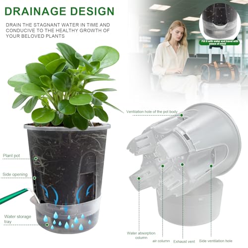 Cdd's Path Upgraded 5-Pack 6 Inch Naked Root Planter Self Watering Pots Set, Plant Pots with Holes for Indoor/Outdoor Plants with Watering Hole/Reservoir and Air Pipes, Clear - size: 5 Pack-6 inch(Upgraded )