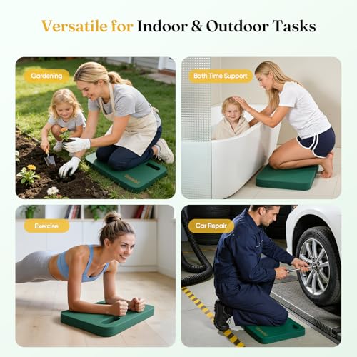 Grenebo 1-Pack Kneeling Pads, Extra Thick, 17.3 x 11 x 1.6 in, Green - color: Green