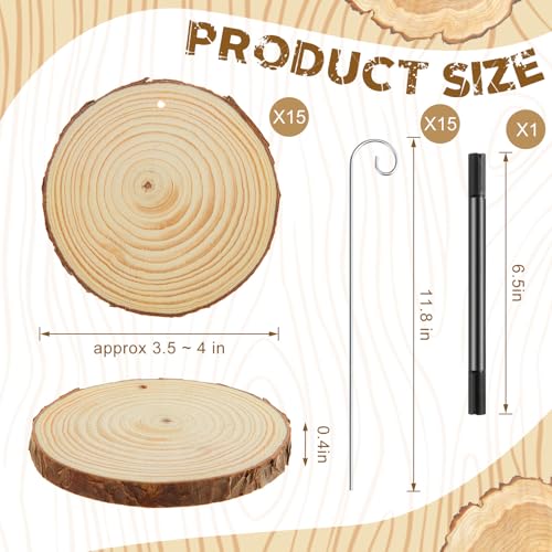 Hicarer 15 Set 4 Inch Large Wooden Plant Labels, 15 Pcs Garden Stakes(11.8 Inch Tall) &1 Marker Pen, Garden Markers Tags Sign for Flowers Herbs Seed Vegetable, Hint: a Firm Push for Ideal Hang