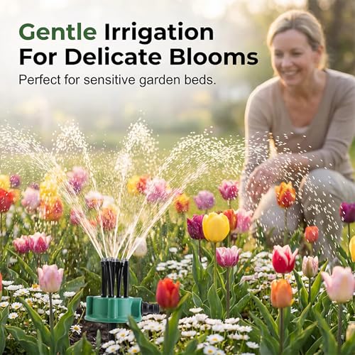 360° Coverage Precision Garden Irrigation Sprinkler Multi-Adjustable Rotating Garden Irrigation System Sprinkler on Spike Base Large Coverage for Water Sprinklers Yard Lawn Garden Flower Bed (1 Pack)