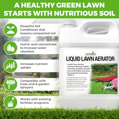 Covington Liquid Lawn Aerator (32oz) – Soil Conditioner & Softener for Lawns & Gardens – Loosens Clay & Compacted Soil for Better Water & Nutrient Absorption – Liquid Aeration Concentrate, Made in USA - size: 1 Quart