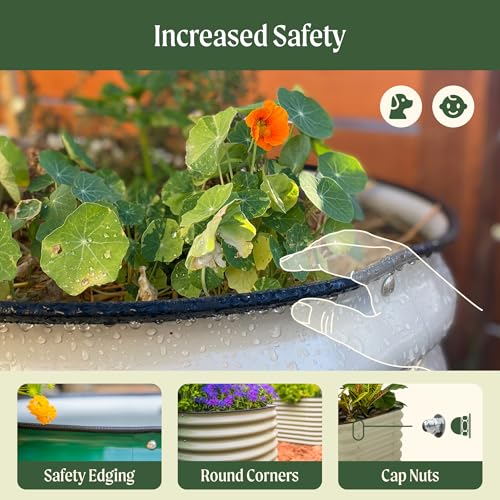 Vego garden 26" Extra Tall Raised Garden Bed Kits, 6 in 1 Modular Raised Planter Box for Vegetables Flowers Fruits Oval Metal Raised Garden-Olive Green - color: Olive Green, size: 6 in 1
