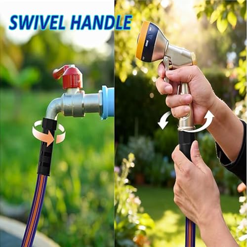 short garden hose 6 feet x 5/8Inch, short water hose with Swivel Handle, Heavy Duty, Flexible, Sturdy, Lightweight, Male to Female Fittings - size: 6FT Male to Female