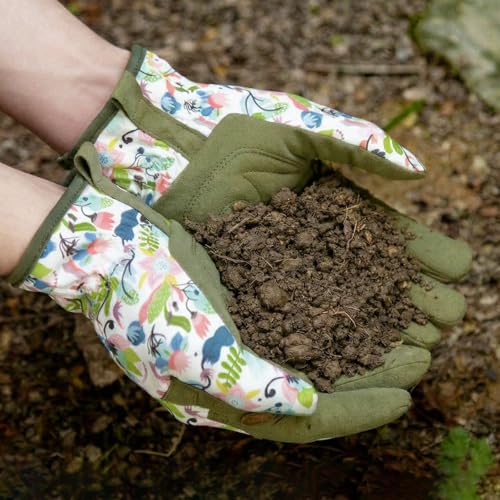 Baidast Gardening Gloves for Women, Breathable Leather Garden Gloves with Grip, Thorn Proof Work Gloves - color: Women(medium)-green+white