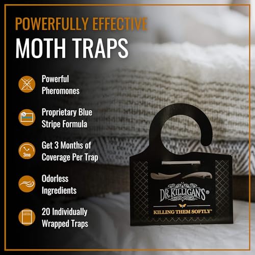 Dr. Killigan's Premium Clothing Moth Traps with Pheromones, Black, 20 Traps - color: Black