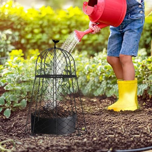 10 Packs Garden Cloches for Plants, Plant Protectors from Animals, Chicken Wire Cloche, Plant Cloche and Cage, Protection for Your Plants and Seedlings, 13" D x 20" H - Black - size: 10pcs - 20" High