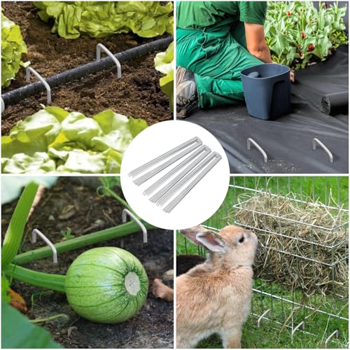 FEED GARDEN 4 Inch 25 Pack Galvanized Landscape Staples 12 Gauge Anti-Rust Garden Stakes Landscaping Fabric SOD Pins Yard Stakes for Weed Barrier Fabric - size: 4 Inch