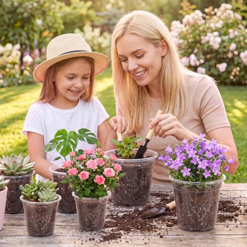 Sturdy 12 Pack Clear Nursery Pots 5/6/6.5/7.5/8/10 Inch with Drainage Holes