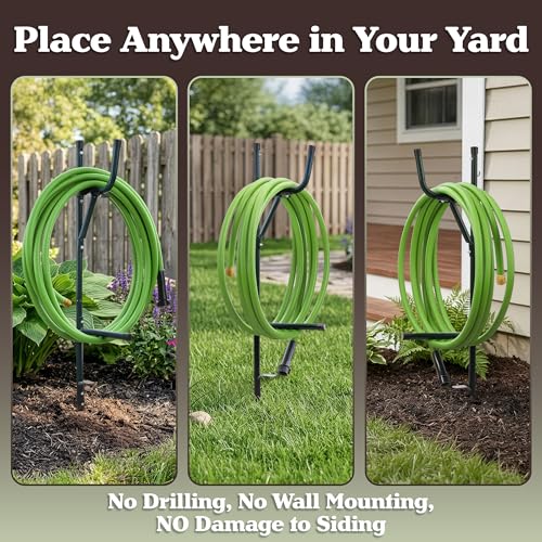 Pure Garden Freestanding Water Hose Stand Hanger for 65.6ft of Hosing
