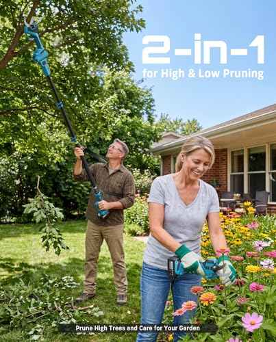 SEESII 2-in-1 Pole Electric Pruning Shears, 2.2" Cut Cordless Pole Pruner - color: Blue
