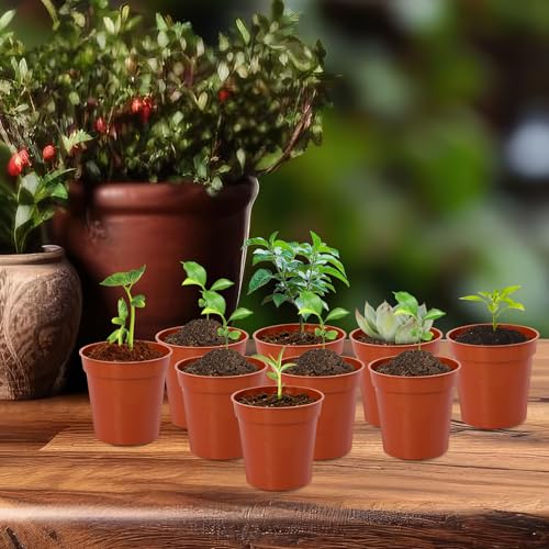 120 Pcs 2 Inch Red Mini Nursery Pots, Seedling Pots with Drainage Holes - color: Red