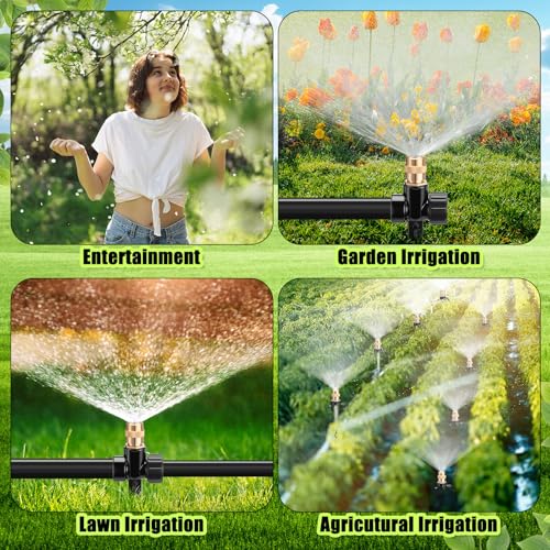 Tioncy 4 Pack Metal Lawn Sprinklers with Adjustable Brass Nozzle, Black - color: Black